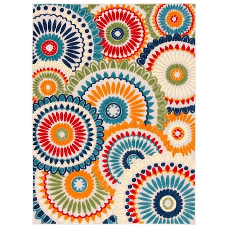 Safavieh 6 ft.-7 in. x 6 ft.-7 in. Cabana Contemporary Round Rug; Blue & Ivory CBN382M-7R